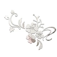 decorative home 3d mirror flower vines detachable mural decals wall stickers home background decoration