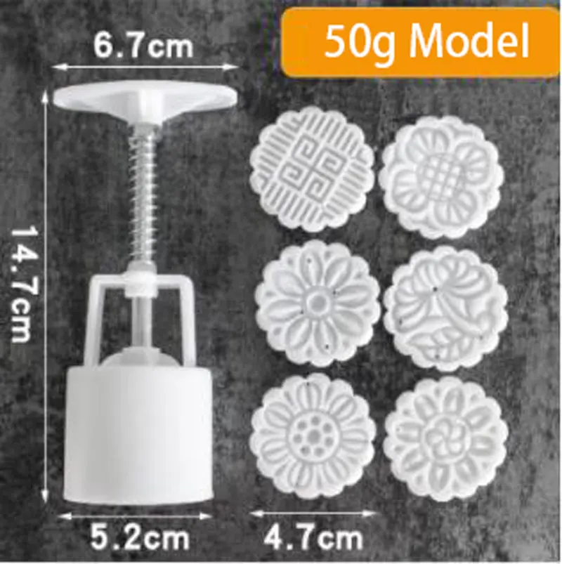 

100g Mid Autumn Festival DIY hand pressed square Dan moon cake mold decoration tool 6 round / square flower moon cake mold sets
