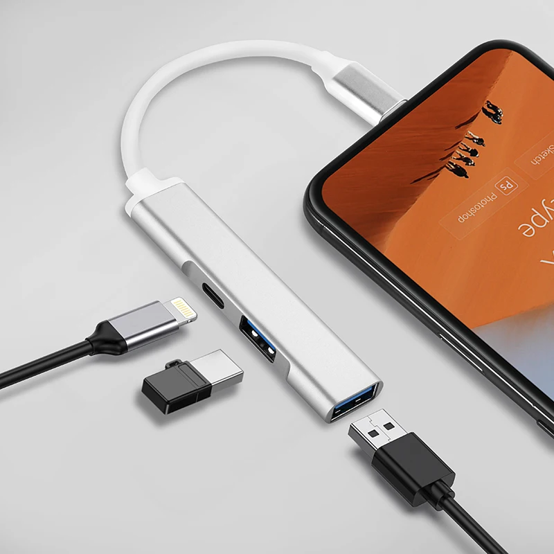 Алюминиевый концентратор Lightning 3 в 1 для Apple iPhone11Pro Max/iPad Air адаптер USB камеры OTG