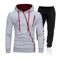 men tracksuit casual 2 pieces sets zipper sweatshirt hoodedsweatpants print sportswear mens clothes solid jogger sport suit 3xl