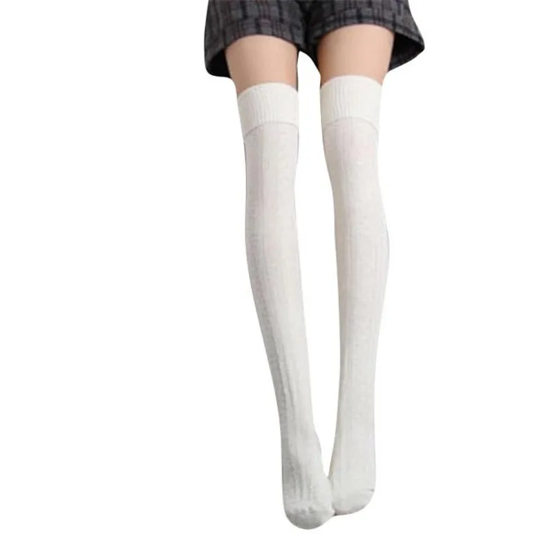 Фото Женские теплые вязаные длинные носки до бедра зимние женские - купить