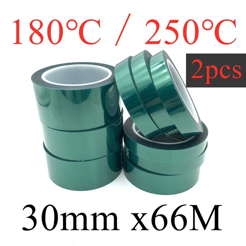 

2Pcs Green PET Film Tape 30mm x66M High Temperature Heat Resistant PCB Circuit Board Plating Insulation Protection Adhesive Tape