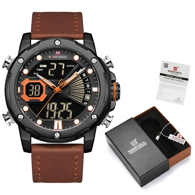 BOB-Box-B NAVIFORCE мужские часы с коробкой, распродажа, мужские спортивные часы, светодиодный, аналоговый, цифровой, кварцевые, мужские часы, водонепроницаемые, Relogio Masculino - Цвет: BOB-Box-B