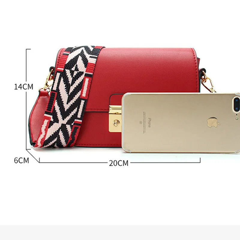 

2021 Famous Brand Designer Ladies Handbags Wide Straps Female PU Leather Black Flap Crossbody Bags For Women Black Red