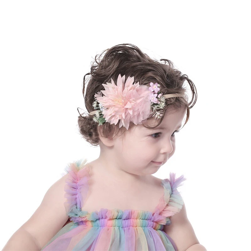 Diadema el&aacute;stica para ni&ntilde;a peque&ntilde;a, accesorios para el cabello de princesa, costura creativa de simulaci&oacute;n nueva, herramientas para foto de flores, venta al por mayor-2