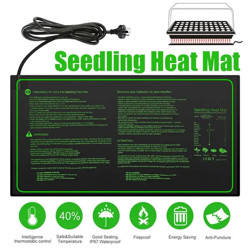Estera de calor para pl&aacute;ntulas, 60x30cm, para germinaci&oacute;n de semillas de plantas, para arranque clon, almohadilla caliente, estera para flores vegetales, suministros de herramientas de jard&iacute;n-1