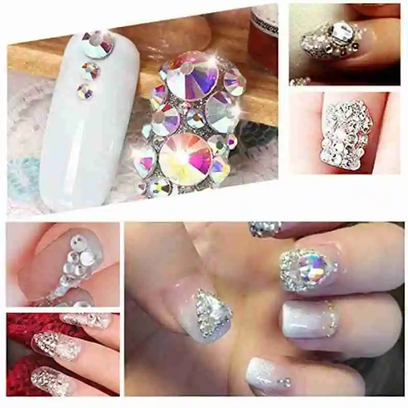 

21 Grid Boxed Art Nail Flat Glass Rhinestones Top Special Rhinestone Set Nail Shaped V0Q2