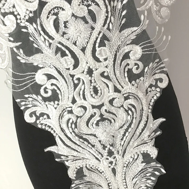 Вышитая бисером Кружевная аппликация в европейском стиле нашивка с цветами для