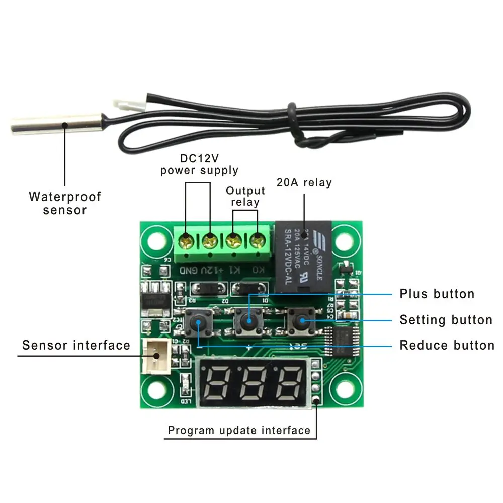 W1209 термометр с водонепроницаемым зондом 12 В для arduino DIY Электронный Термостат