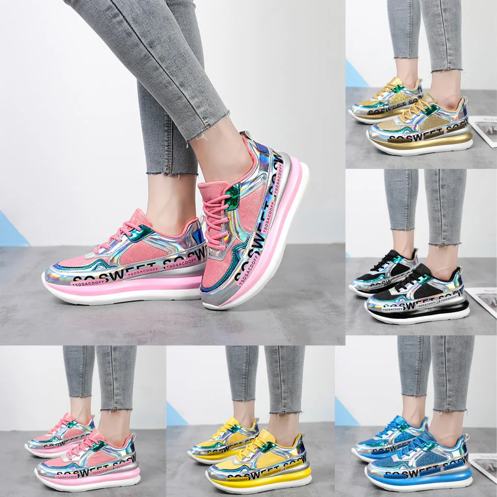 

SAGACE Shoes Women's Colorful Mirror Trend Sneakers womens comfortable sneakers Nightclub Wild Sequined Casual Shoes Women 2019