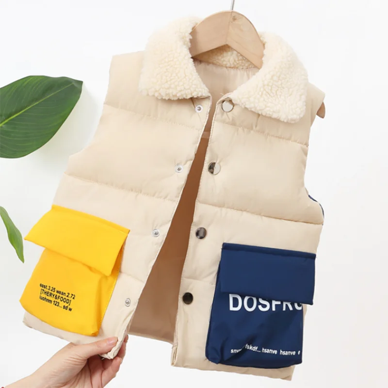 

Children Down Cotton Vest Outer Wear Baby Autumn And Winter Clothes Korean Style Thickened Dress For Boys And Girls