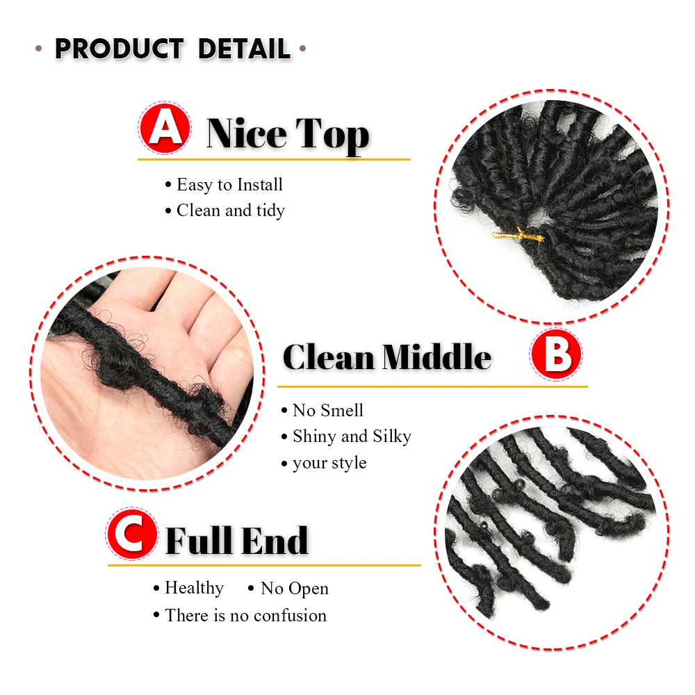 

14Inch Butterfly Locs Synthetic Crochet Braiding Hair Pre Looped Faux Locs 12Stands/Pack For Women New Style Alibaby