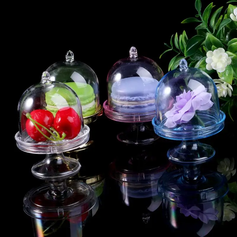 

C5AC Mini Cake Stand Cupcake Box Wedding Favor Party Plastic Candy Box Transparent Baby Shower Birthday Decoration