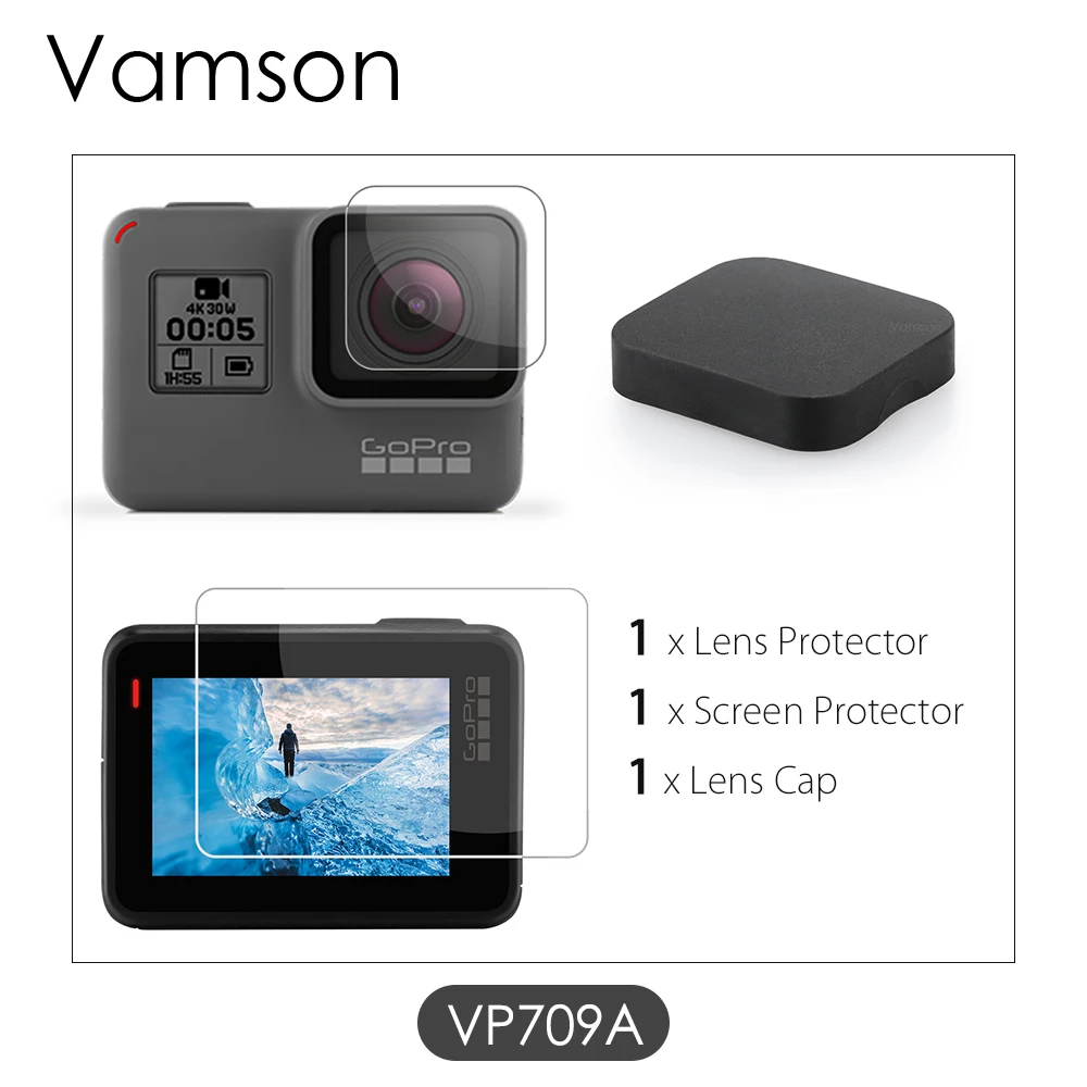 VP709A Vamson для Gopro hero 7 черный 6 5 Аксессуары 3 в 1 Защитная крышка объектива+ ЖК-экран протектор+ объектив протектор VP709A - Цвет: VP709A