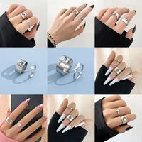aprilwell 2 pcs star matching ring set for women aesthetic emo 2021 trend animals hip hop punk anillos couple fashion jewelry
