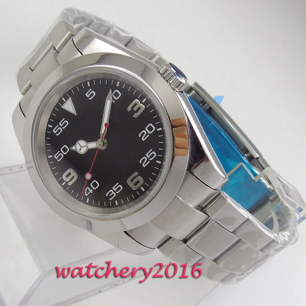 40 мм черный циферблат сапфировое стекло полированные светящиеся отметки Miyota 8215