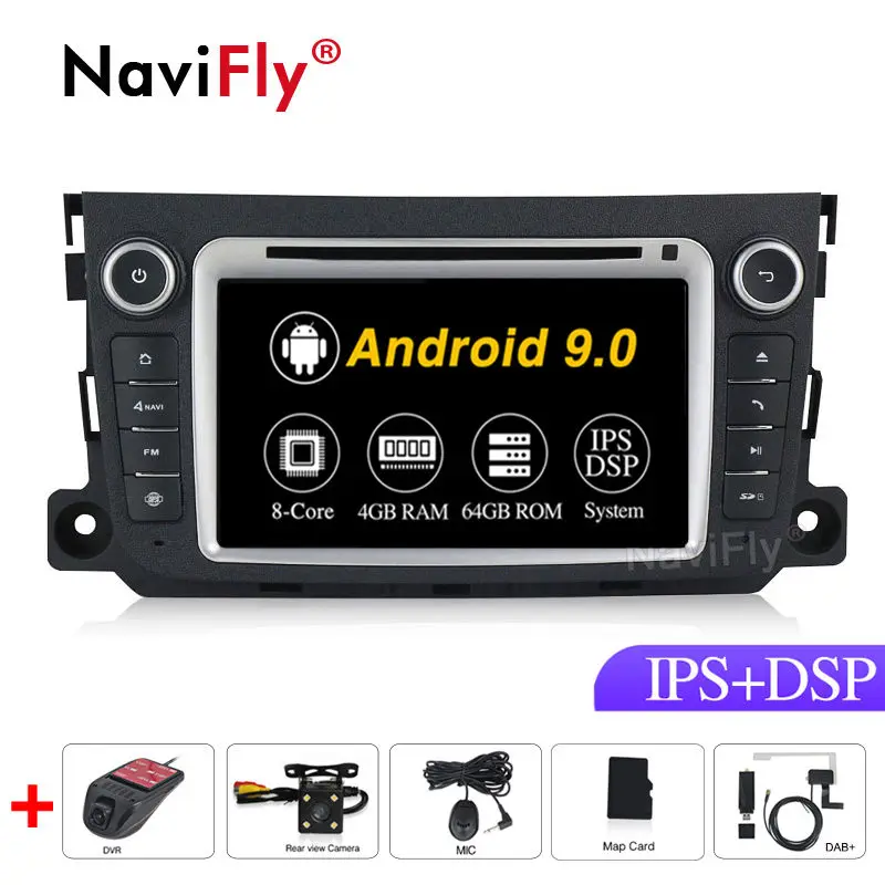 8Core ips DSP 4G 2din Android 9,0 автомобильный dvd-радиоплеер gps навигация для Mercedes Benz Smart Fortwo 2012 2013 JBL gps - Цвет: 8Core Camera DVR DAB