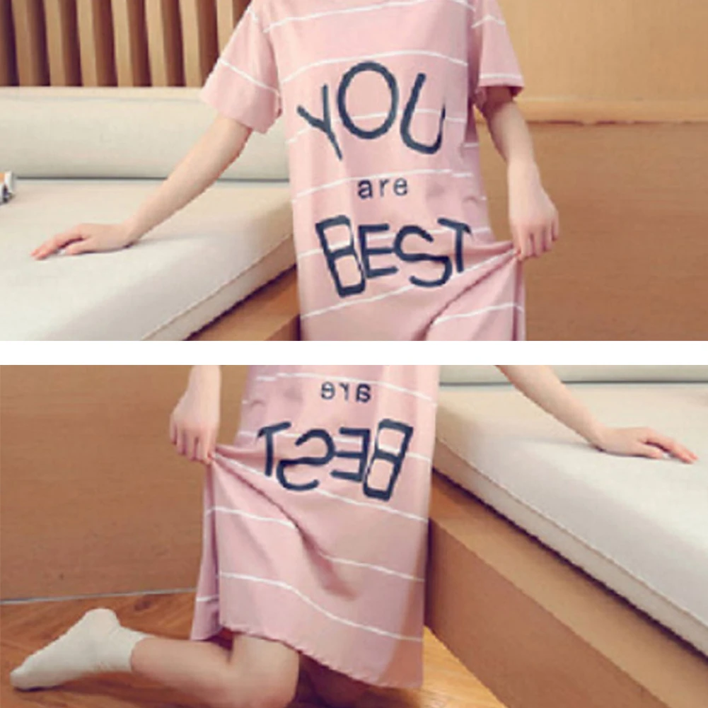 

Women's Sleep Casual O Neck Short Sleeve Camera Cats Nightgown Nightdress Sleepwear Women's Clothing 2021
