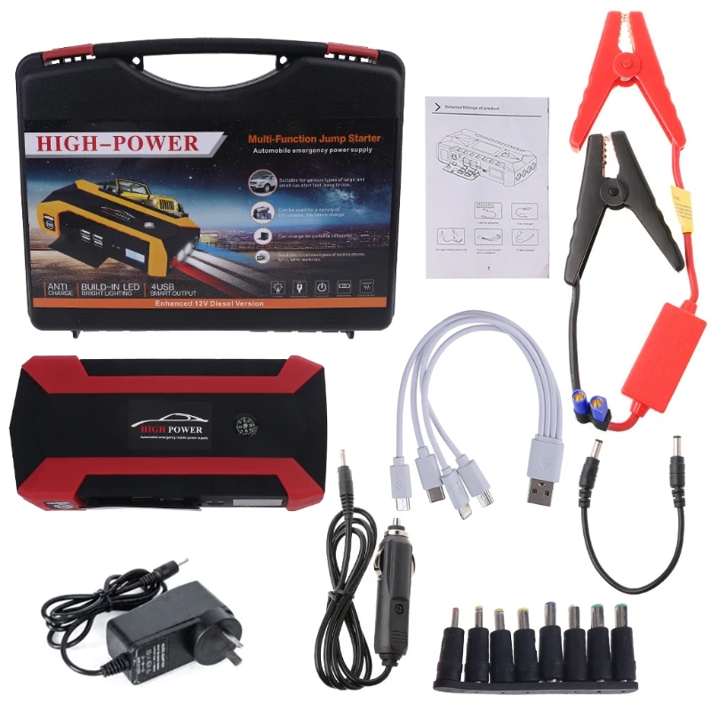

89800mAh 4 USB Portable Car Jump Starter Pack Booster Charger Battery Power Bank