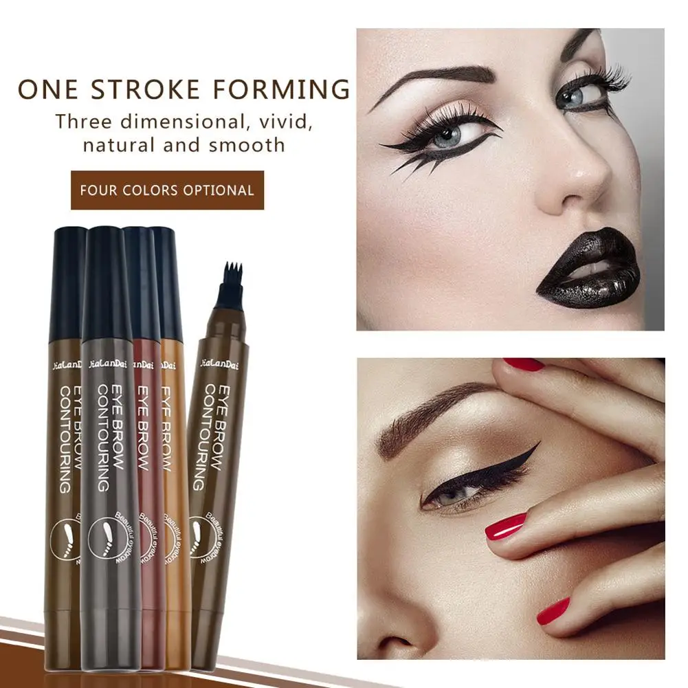 

Waterproof Natural Fork Tip Eyebrow Pencil Four Heads Eyebrow Tattoo Pen Fine Sketch Liquid Long Lasting Eyebrow Enhancers