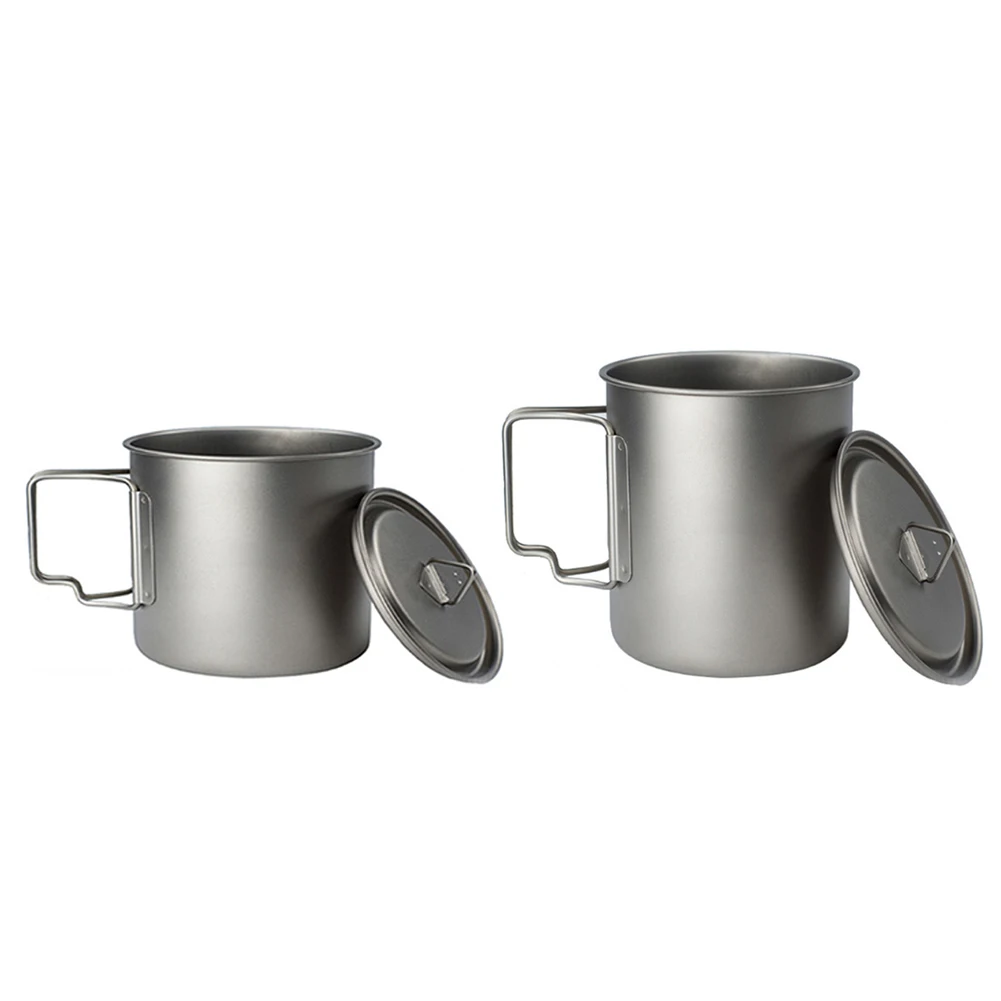 

Титановая чашка для отдыха на природе, путешествий, кемпинга, пикника, кофейная кружка со складной ручкой, титановая чашка для отдыха на при...