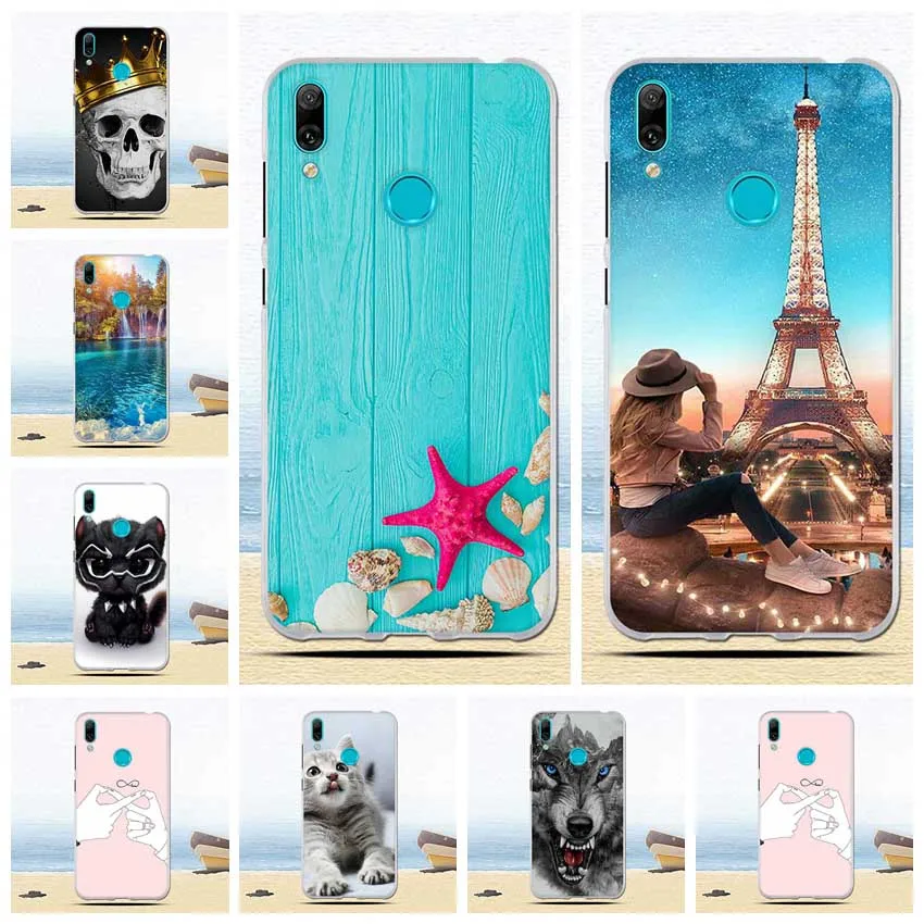 Роскошный чехол для Huawei Y7 Prime Pro 2019 Enjoy 9 синий морской милый мягкий силиконовый из