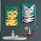 Забавные животные Кошка Собака изящный животное художественный плакат с персонажами из мультфильмов светильник роскошный дом фон картина на стену, Картина на холсте для детской комнаты настенный Декор