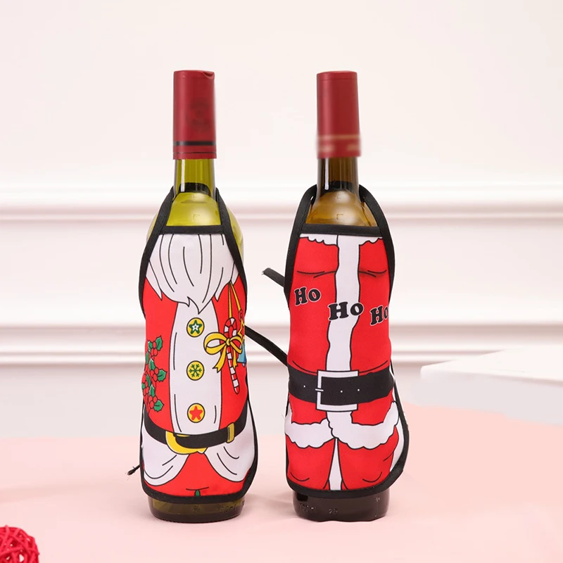 Рождественский фартук красное вино бутылка набор полиэстер привлекательный