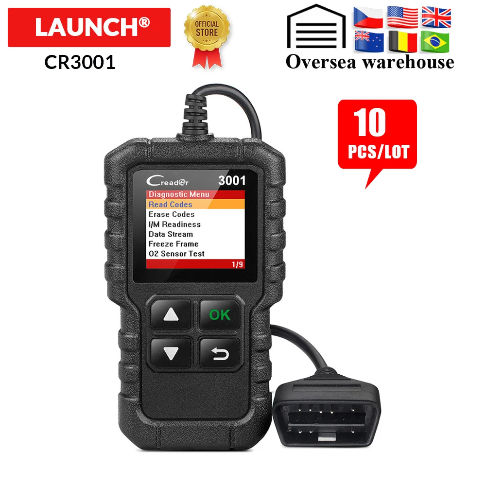 LAUNCH X431 Creader 3001 OBDII OBD2 считыватель кодов Поддержка Full OBD 2 EOBD функция CR3001