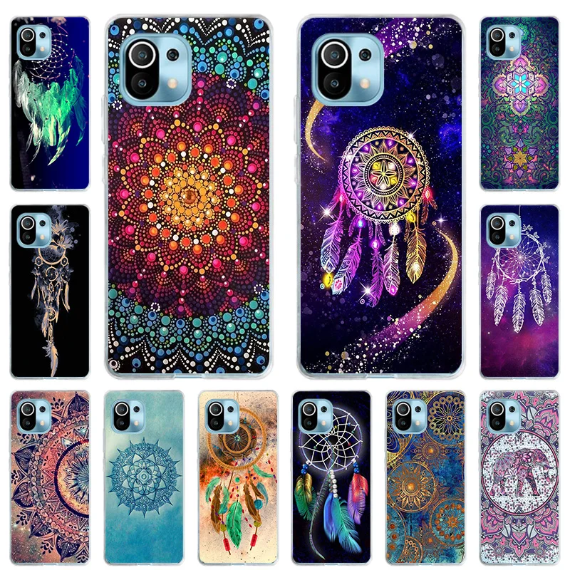 

Phone Case for Xiaomi 11 10 Ultra 10T 9 Note10 Pro Lite Mi POCO X3 X2 M3 F2 F3 Abstract Mandala Dreamcatcher Soft TPU Back cover