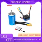 Бессенсорный бесщеточный двигатель RC 3660 2600KV 3800KV 3300KV с 80A ESC  светодиодная карта для программирования для 110 RC раллийный автомобиль