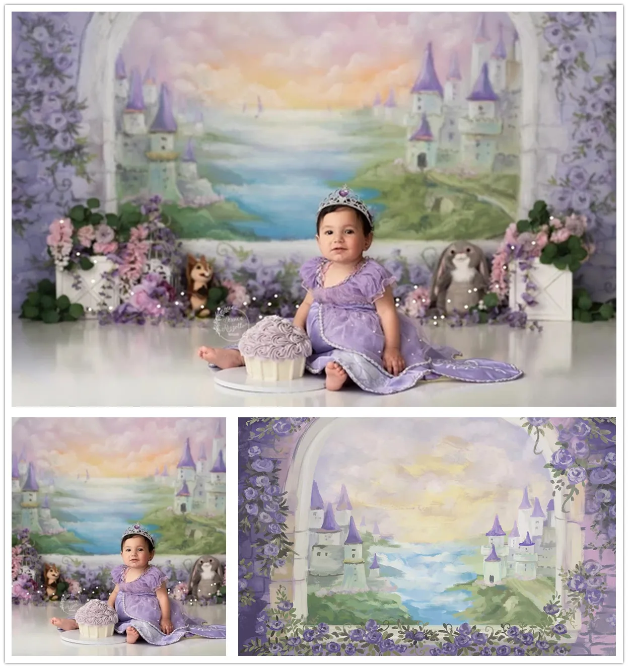 

Photography Backdrop Watercolor Painting Flowers Garden Newborns Baby Shower Cakes Smash Photo Background 1st Birthday Prop5389