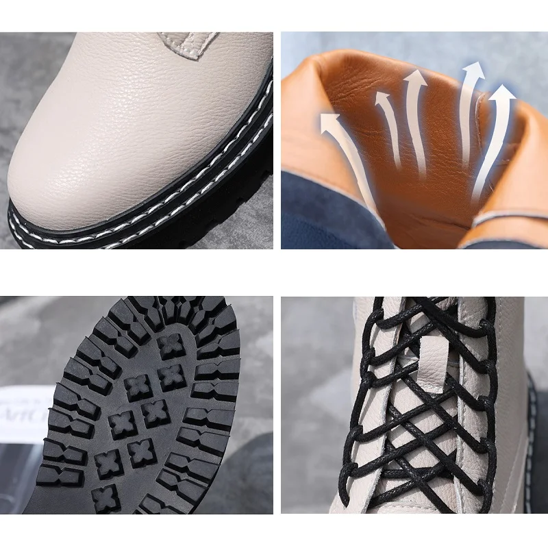 

Martin Boots Female 2020 New Autumn winter Genuine Leather woman boots platform ankle boots Motorcycle Boots women shoes