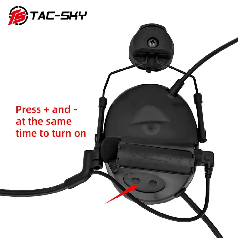 TAC-SKY helmet ARC track stand headset COMTAC II military tactical noise reduction shooting headset and tactics ptt u94 ptt BK