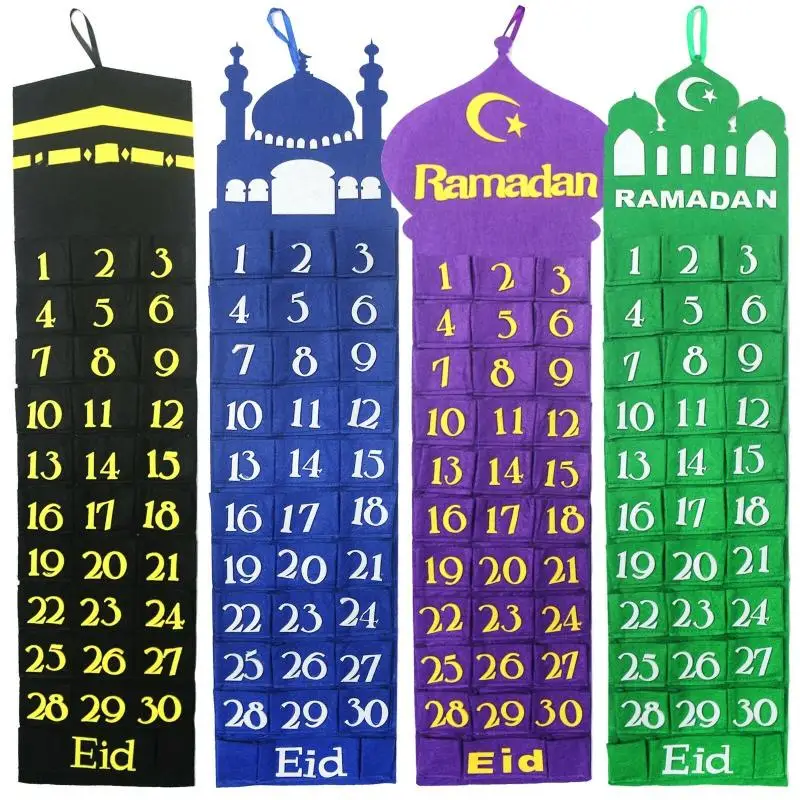 30days Eid Mubarak Advent Calendar Hanging Craft Countdown Calendar for Ramadan Decorations Kids Eid Mubarak Gifts Supplies