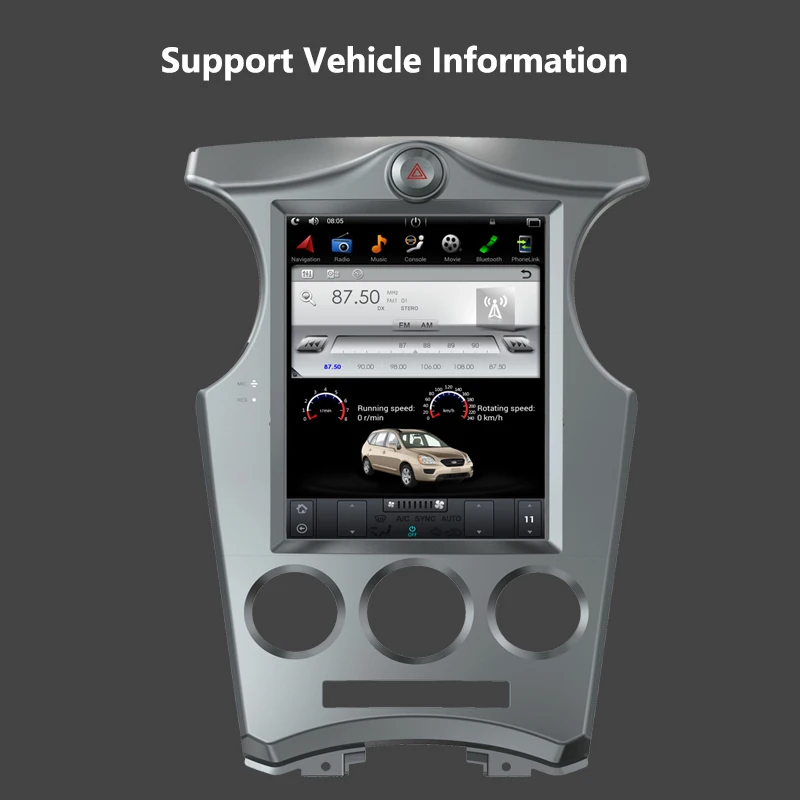 Android 9.0 Tesla Style Vertical Car GPS Nagavition for KIA CARENS 2006-2013 MANUAL A/C Radio Stereo Multimedia Player with BT | Автомобили