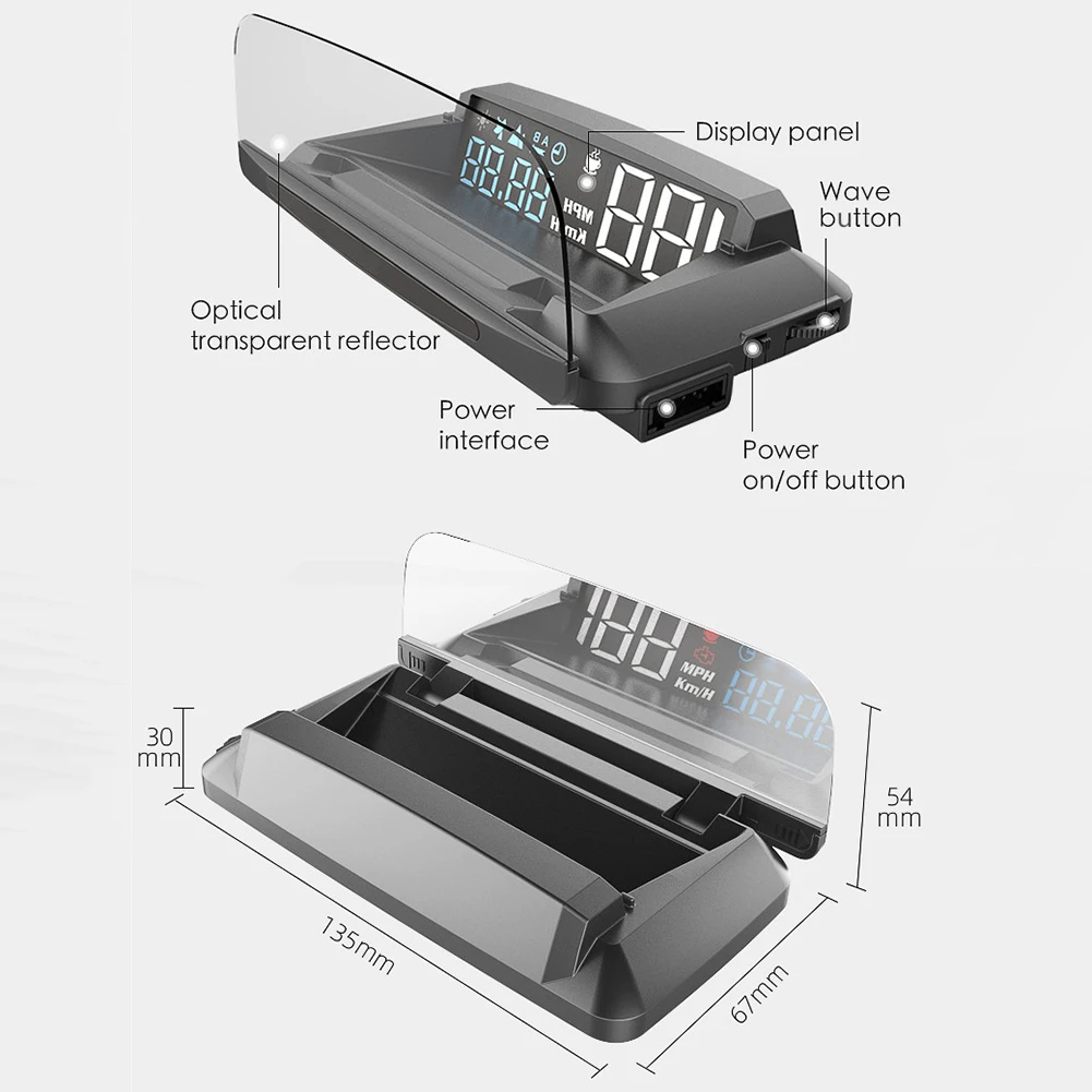 

VODOOL G3 Car HUD Windshield GPS Speedometer Overspeed Alarm Fatigue Reminder Altitude Meter KMH/MPH Projector Head Up Display