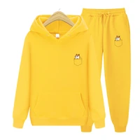 new brand autumn pocket cat letter printed hoodiespants men casual hoodies sweatshirt sportswear male fleece hooded jacket