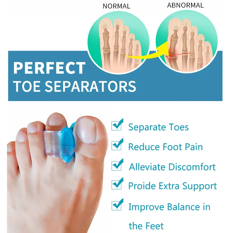 

2PCS Blue Soft Silicone Toes Separator Toes Valgus Spacers Thumb Corrector Feet Care Tool Thumb Valgus Release Pad Toe Separator