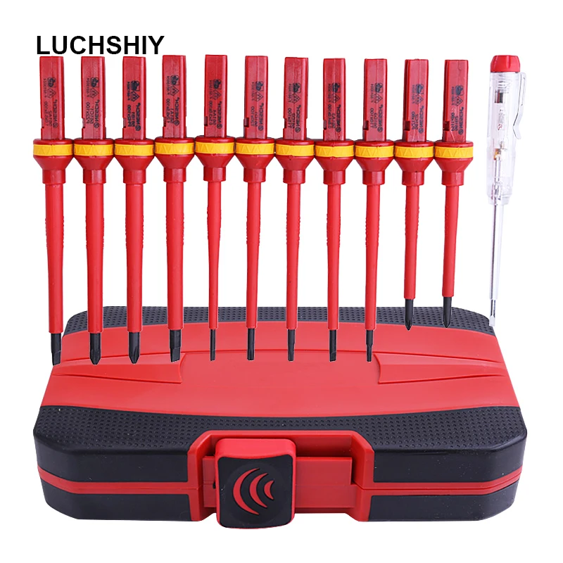 

8/13Pcs Insulated Screwdriver Set 1000V Magnetic Slotted Phillips Screw Driver Bits Kit With Tester Pen Electricians Hand Tools