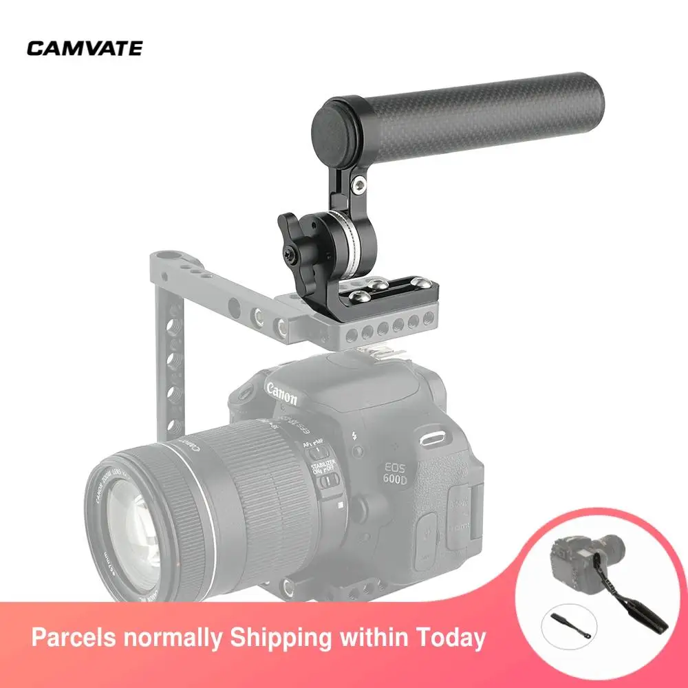 

CAMVATE Carbon Fiber Top Handle Grip With M6 ARRI Rosette Mount Seat & 1/4" -20 Screws For DSLR Camera Cage Rig Support System