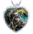 бижутерия Винтажное ожерелье для женщин, аксессуары, персонализированные ювелирные изделия, кулон в форме сердца с кристаллами, ожерелье с волком в виде животного серьги гвоздики