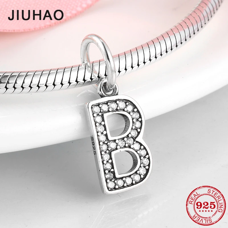 Подвеска из серебра 2019 пробы с бусинами в форме буквы B для женского браслета |