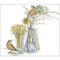 bird with vase patterns counted cross stitch 11ct 14ct 18ct diy cross stitch kits embroidery needlework sets home decor