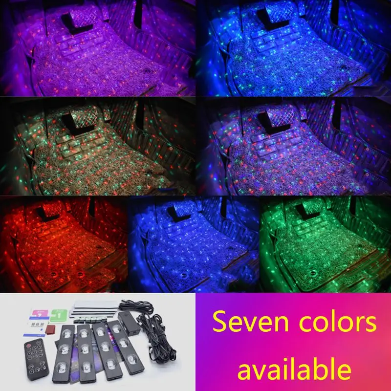 

Decorative Atmosphere Lamps Led Colorful Stars Lamps Cool Universal Auto Bottom Seat Light USB Control Car Ambient Light