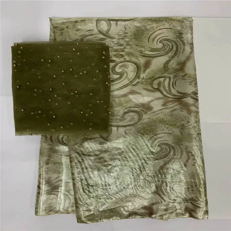 2020 Высококачественная африканская металлическая Шелковая Ткань 5 ярдов и 2 Tissu