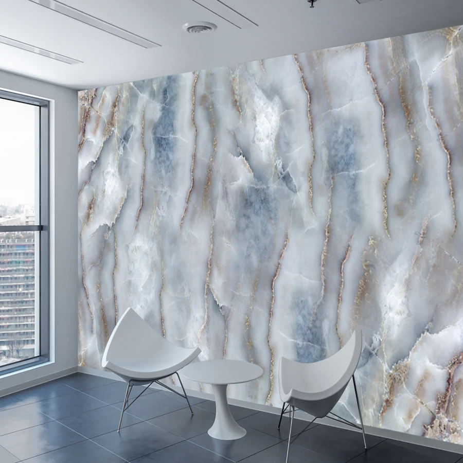 Синий Мрамор 3d фото виниловые обои фрески настенные бумаги домашний декор