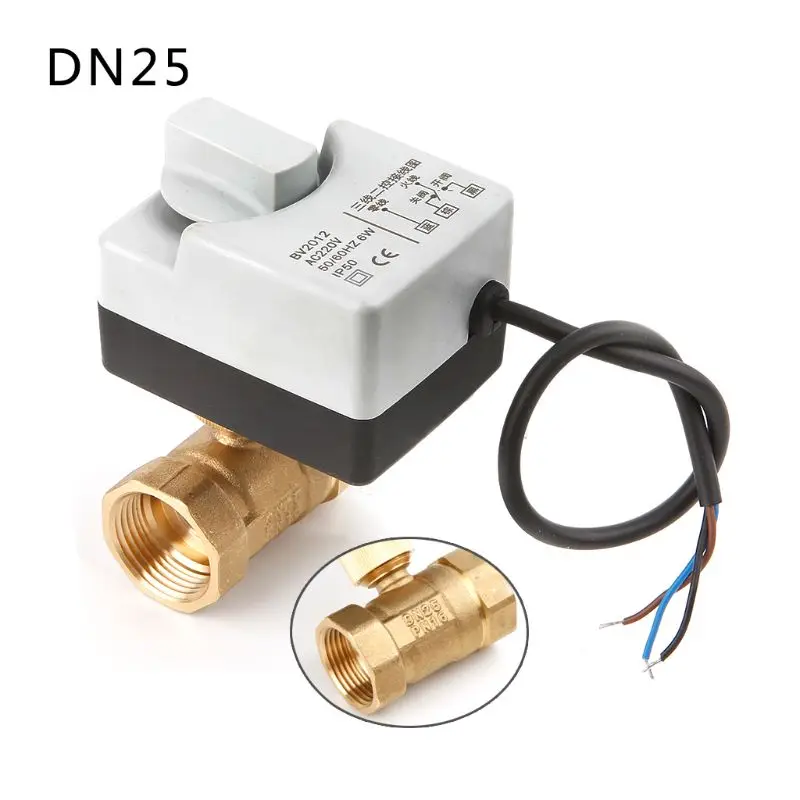

AC220V DN15 DN20 DN25 2 Way 3 Wires Brass Motorized Ball Valve Electric Actuato With Manual Switch