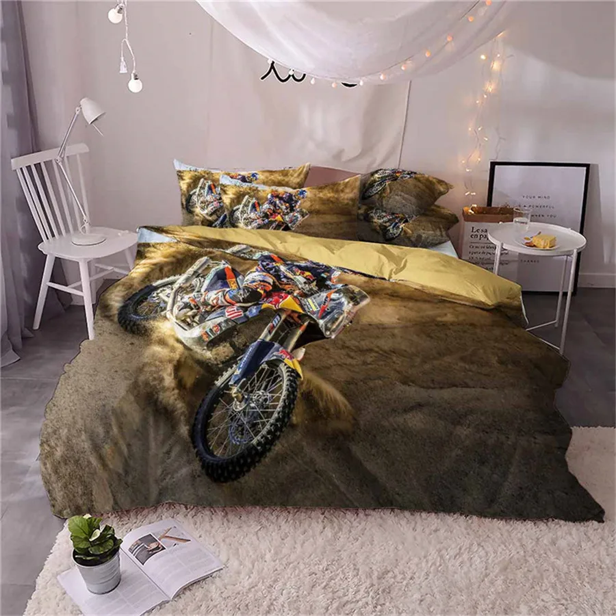 HELENGILI 3D Постельное белье с принтом &quotмотоцикл&quot постельное Bedcloth Наволочка на