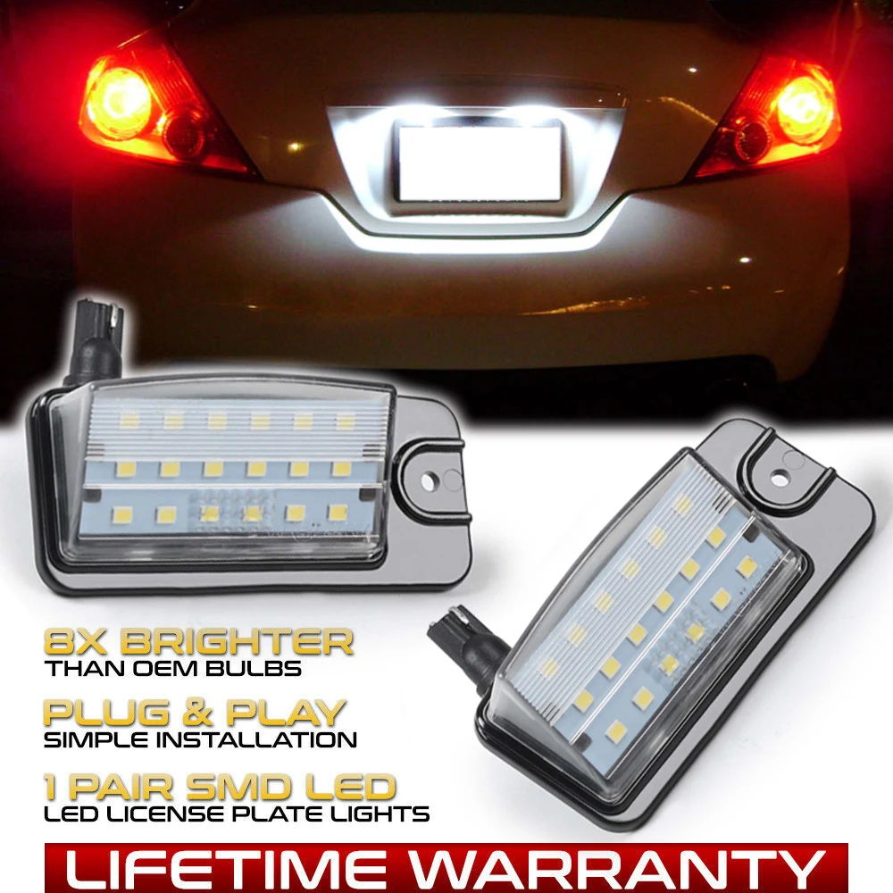 

2Pcs Error Free Xenon White LED License Plate light For Infiniti FX37 FX50 FX35 QX50 QX70 EX25 EX35 EX37 Q45 Car Number Lamps